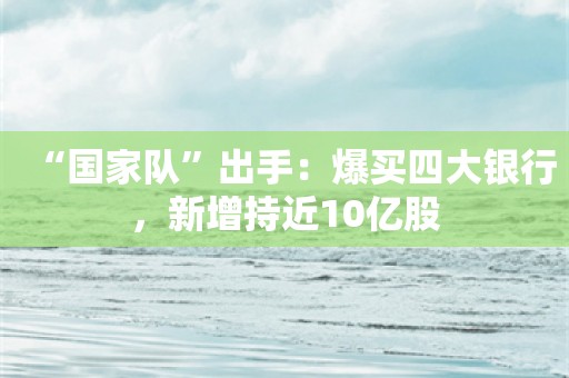 “国家队”出手：爆买四大银行，新增持近10亿股