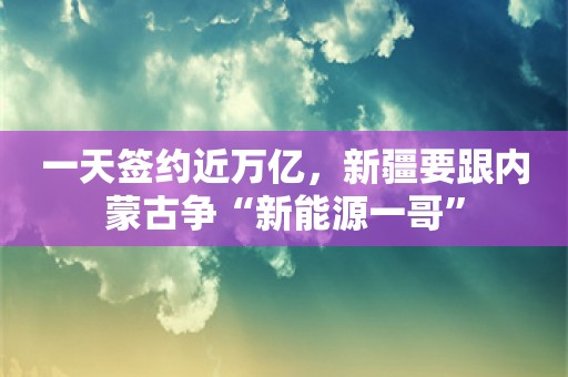 一天签约近万亿，新疆要跟内蒙古争“新能源一哥”