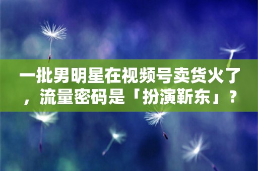 一批男明星在视频号卖货火了，流量密码是「扮演靳东」？