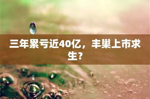 三年累亏近40亿，丰巢上市求生？