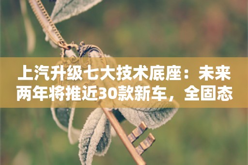 上汽升级七大技术底座：未来两年将推近30款新车，全固态电池后年量产