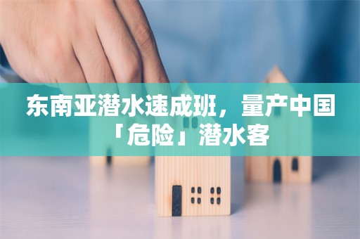 东南亚潜水速成班，量产中国「危险」潜水客