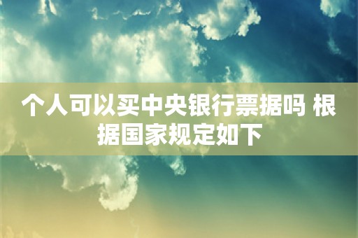 个人可以买中央银行票据吗 根据国家规定如下