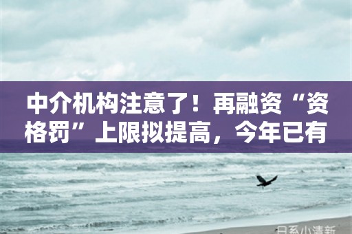 中介机构注意了！再融资“资格罚”上限拟提高，今年已有从业人员被“顶格罚”