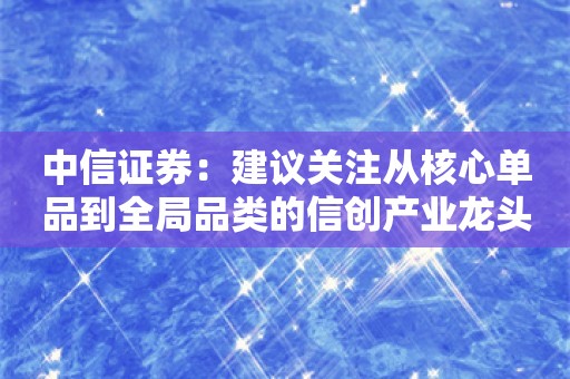 中信证券：建议关注从核心单品到全局品类的信创产业龙头标的