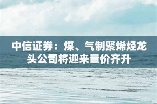 中信证券：煤、气制聚烯烃龙头公司将迎来量价齐升