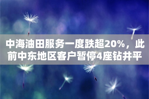 中海油田服务一度跌超20%，此前中东地区客户暂停4座钻井平台作业