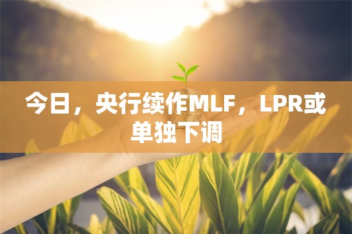 今日，央行续作MLF，LPR或单独下调