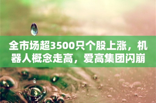 全市场超3500只个股上涨，机器人概念走高，爱高集团闪崩