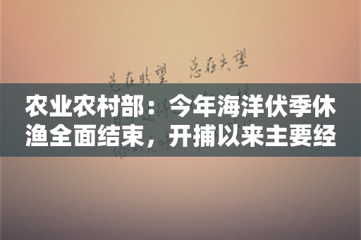 农业农村部：今年海洋伏季休渔全面结束，开捕以来主要经济品种捕捞产量均有提高