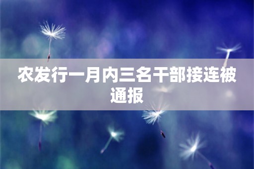 农发行一月内三名干部接连被通报