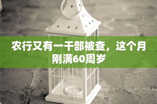 农行又有一干部被查，这个月刚满60周岁