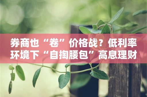 券商也“卷”价格战？低利率环境下“自掏腰包”高息理财揽客