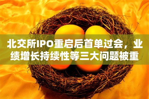 北交所IPO重启后首单过会，业绩增长持续性等三大问题被重点问询