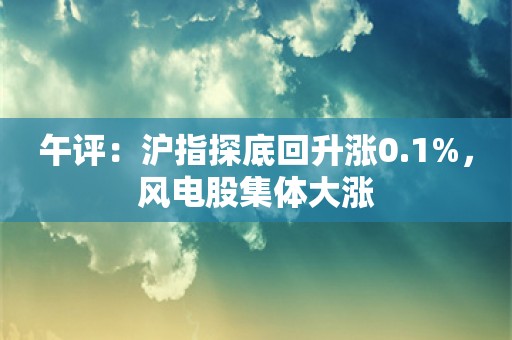 午评：沪指探底回升涨0.1%，风电股集体大涨