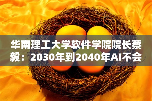 华南理工大学软件学院院长蔡毅：2030年到2040年AI不会超越人类