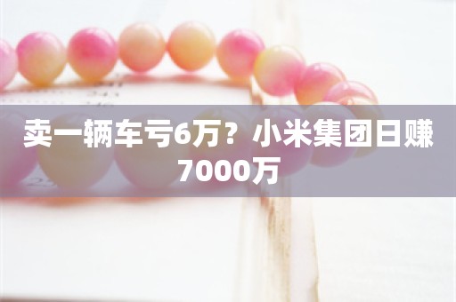 卖一辆车亏6万？小米集团日赚7000万