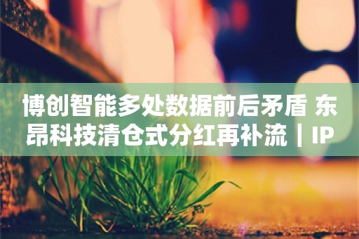 博创智能多处数据前后矛盾 东昂科技清仓式分红再补流｜IPO观察哨