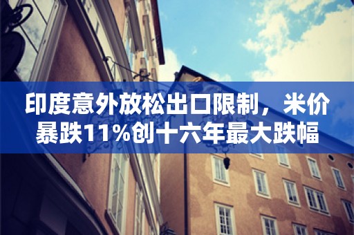 印度意外放松出口限制，米价暴跌11%创十六年最大跌幅