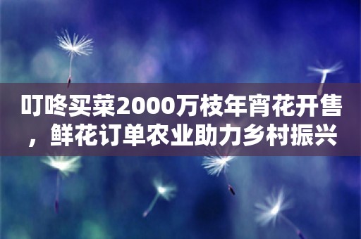 叮咚买菜2000万枝年宵花开售，鲜花订单农业助力乡村振兴