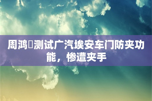 周鸿祎测试广汽埃安车门防夹功能，惨遭夹手