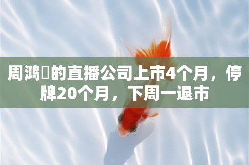 周鸿祎的直播公司上市4个月，停牌20个月，下周一退市