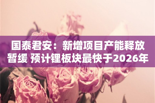 国泰君安：新增项目产能释放暂缓 预计锂板块最快于2026年前进入上行周期