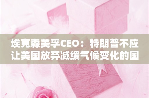 埃克森美孚CEO：特朗普不应让美国放弃减缓气候变化的国际承诺