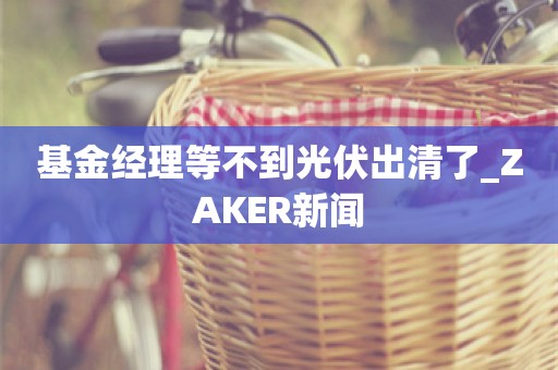 基金经理等不到光伏出清了_ZAKER新闻