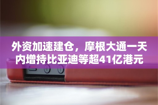 外资加速建仓，摩根大通一天内增持比亚迪等超41亿港元