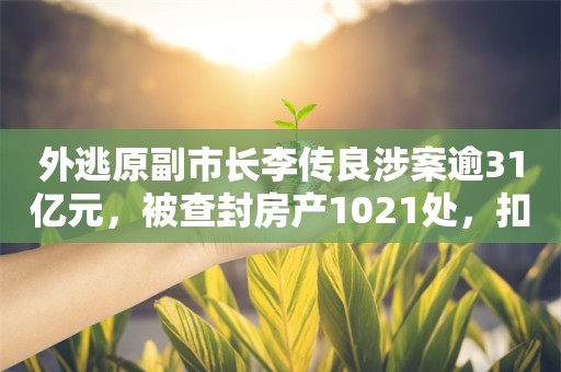 外逃原副市长李传良涉案逾31亿元，被查封房产1021处，扣押汽车38辆，此前被通报长期搞钱色交易