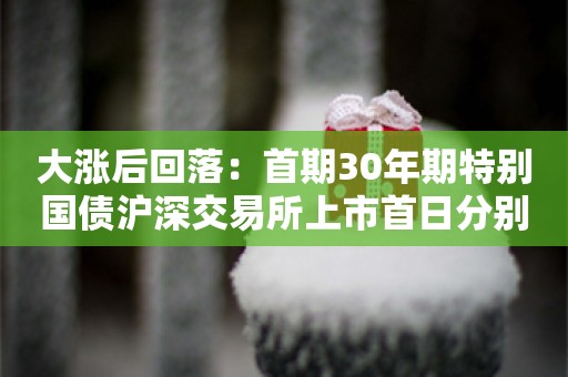 大涨后回落：首期30年期特别国债沪深交易所上市首日分别收涨1.32%、19.7%