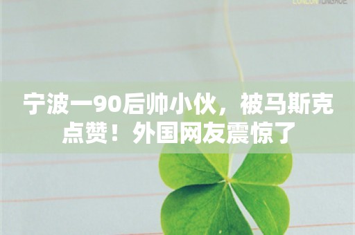 宁波一90后帅小伙，被马斯克点赞！外国网友震惊了