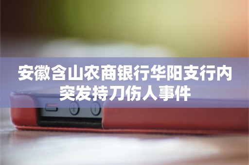 安徽含山农商银行华阳支行内突发持刀伤人事件