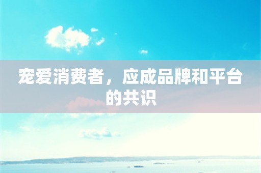 宠爱消费者，应成品牌和平台的共识