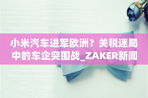 小米汽车进军欧洲？关税迷局中的车企突围战_ZAKER新闻