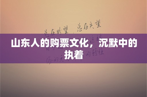 山东人的购票文化，沉默中的执着