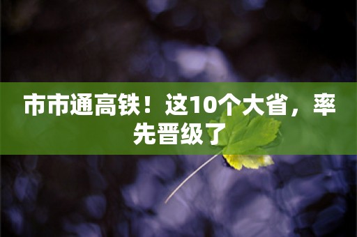 市市通高铁！这10个大省，率先晋级了