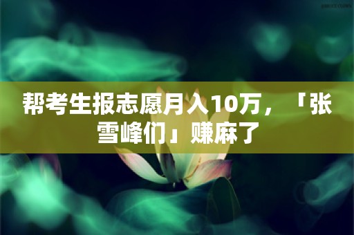 帮考生报志愿月入10万，「张雪峰们」赚麻了