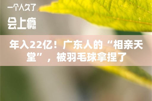 年入22亿！广东人的“相亲天堂”，被羽毛球拿捏了