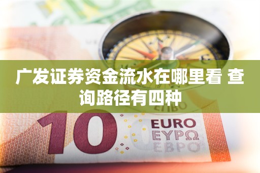 广发证券资金流水在哪里看 查询路径有四种