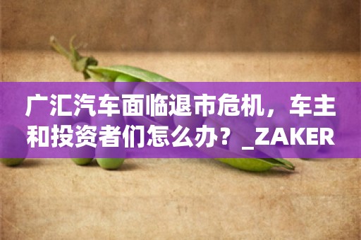 广汇汽车面临退市危机，车主和投资者们怎么办？_ZAKER新闻