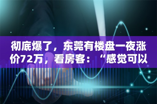 彻底爆了，东莞有楼盘一夜涨价72万，看房客：“感觉可以抄底”