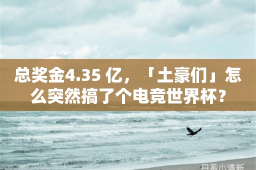 总奖金4.35 亿，「土豪们」怎么突然搞了个电竞世界杯？