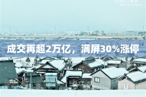 成交再超2万亿，满屏30%涨停