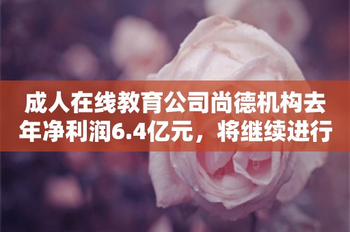 成人在线教育公司尚德机构去年净利润6.4亿元，将继续进行战略性股票回购