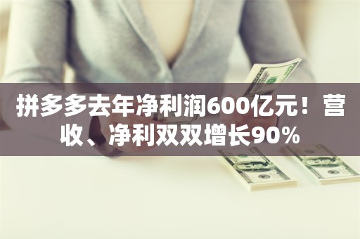 拼多多去年净利润600亿元！营收、净利双双增长90%