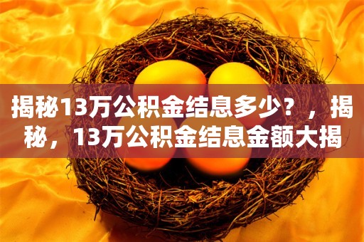 揭秘13万公积金结息多少？，揭秘，13万公积金结息金额大揭秘！