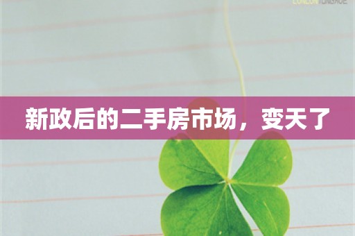 新政后的二手房市场，变天了