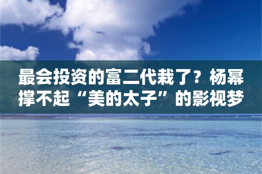 最会投资的富二代栽了？杨幂撑不起“美的太子”的影视梦